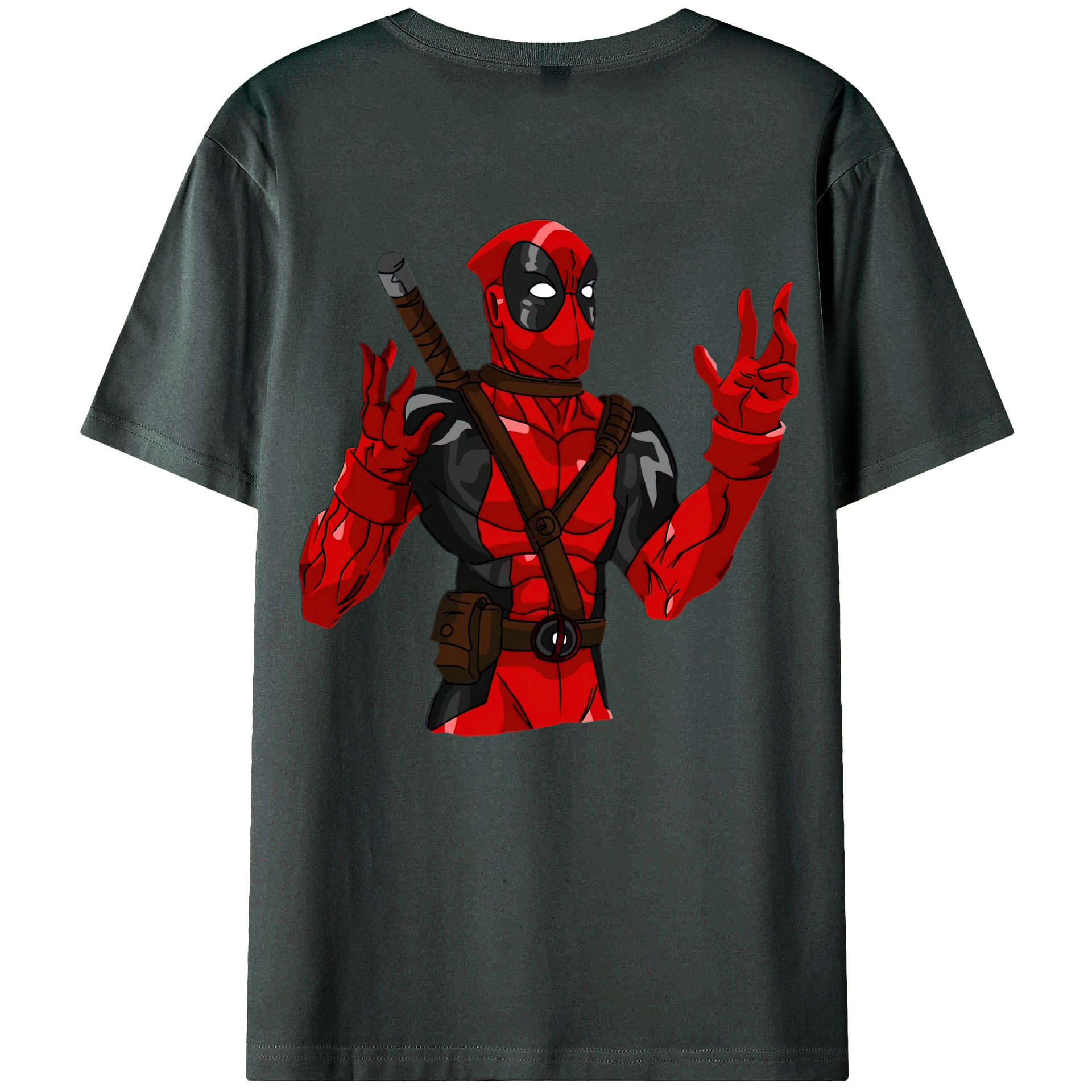 （画像用） Deadpool デッドプール 綿100％ メンズ半袖Tシャツ（バックプリント） 通気性